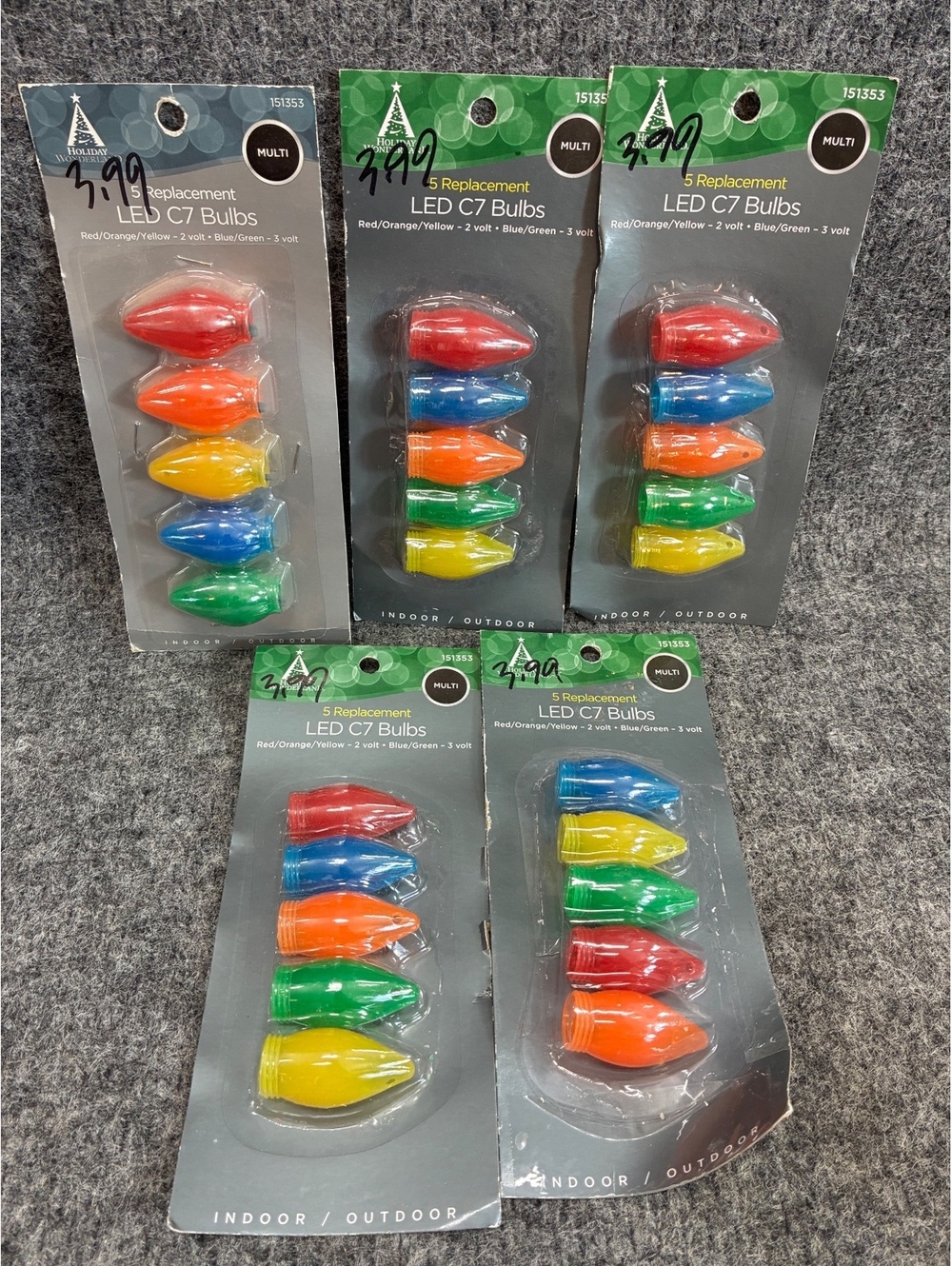 Holiday World 5pk Replacement LED C7 Bulbs Multi Color Indoor/Outdoor Lot